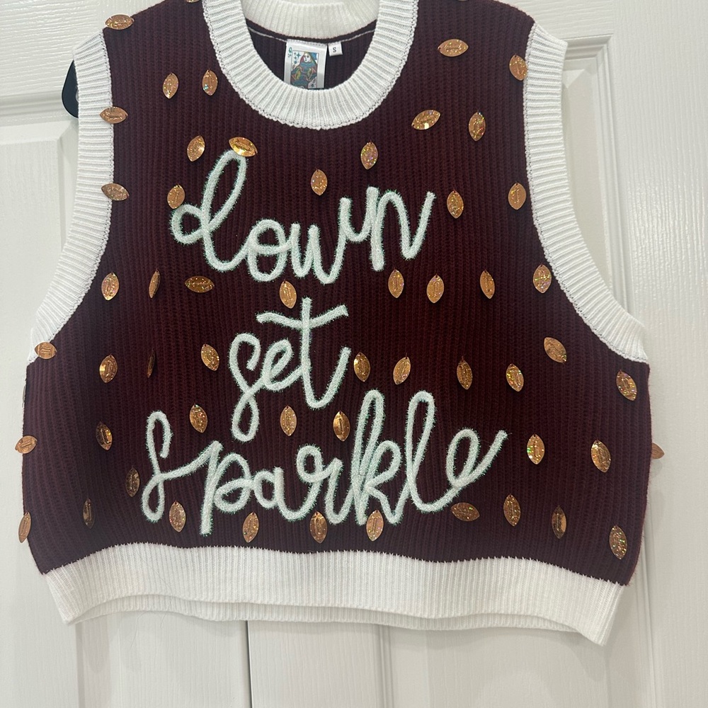Queen of Sparkles Down Set Sparkle sleeveless sweater